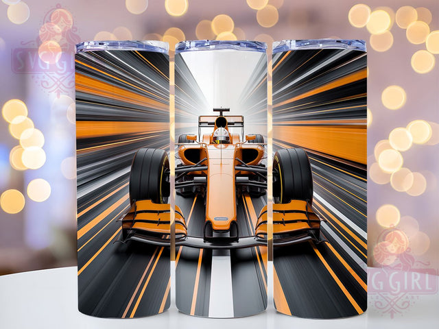 Fast & Fierce F1 Tumbler, Formula One Design, Racing Fan Tumbler, Orange Black Sublimation, 20oz Race Car Tumbler, Motorsport Gift Idea, DIY F1 Tumbler Sublimation SvggirlplusArt 
