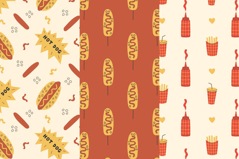 Fast Food And Drink Seamless Patterns & Digital Papers Digital Pattern Rin Green 