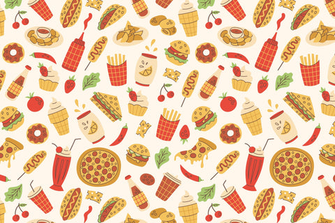 Fast Food And Drink Seamless Patterns & Digital Papers Digital Pattern Rin Green 