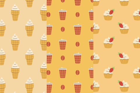 Fast Food And Drink Seamless Patterns & Digital Papers Digital Pattern Rin Green 
