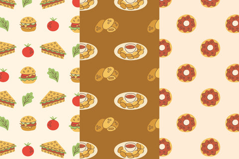Fast Food And Drink Seamless Patterns & Digital Papers Digital Pattern Rin Green 