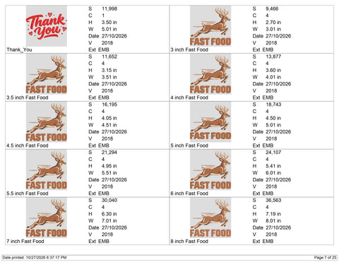 Fast Food Deer Embroidery Design – Running Buck Hunting Humor Wildlife Machine Embroidery File Embroidery/Applique DESIGNS PatternFeed8 