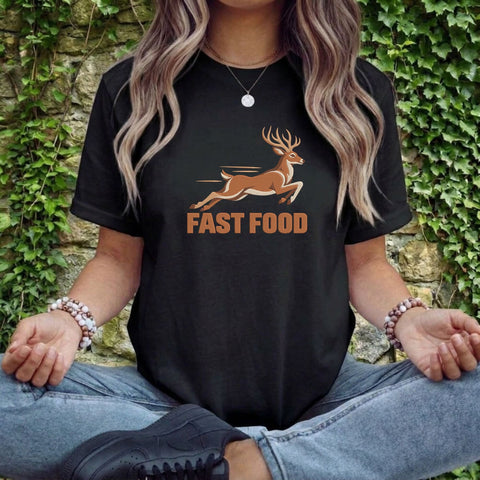 Fast Food Deer Embroidery Design – Running Buck Hunting Humor Wildlife Machine Embroidery File Embroidery/Applique DESIGNS PatternFeed8 