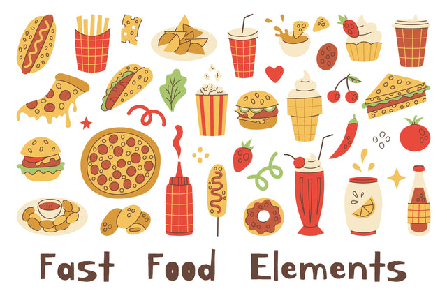 Fast Food Elements PNG Clipart Sublimation Rin Green 