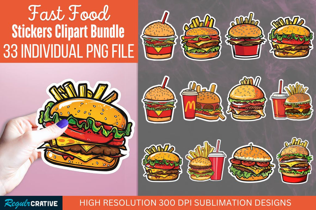 Fast Food sticker Clipart Bundle - So Fontsy