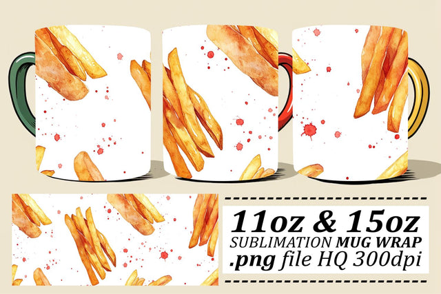Fast Food Watercolor Mug Wrap Sublimation afrosvg 