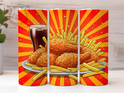 Fast Foodie Comfort Meal Tumbler, Fast Food Design, Comfort Food Cup, Restaurant Gift Present, Foodie Tumbler Gift, Chicken Dinner Cup, Food Art Design Sublimation Lara' s Designs 