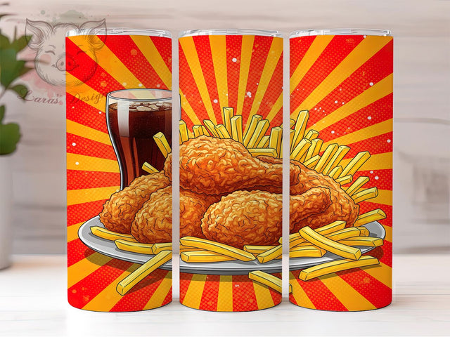 Fast Foodie Comfort Meal Tumbler, Fast Food Design, Comfort Food Cup, Restaurant Gift Present, Foodie Tumbler Gift, Chicken Dinner Cup, Food Art Design Sublimation Lara' s Designs 