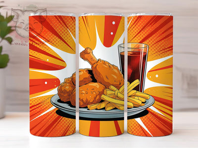 Fast Foodie Comfort Meal Tumbler, Fast Food Design, Comfort Food Cup, Restaurant Gift Present, Foodie Tumbler Gift, Chicken Dinner Cup, Food Art Design Sublimation Lara' s Designs 