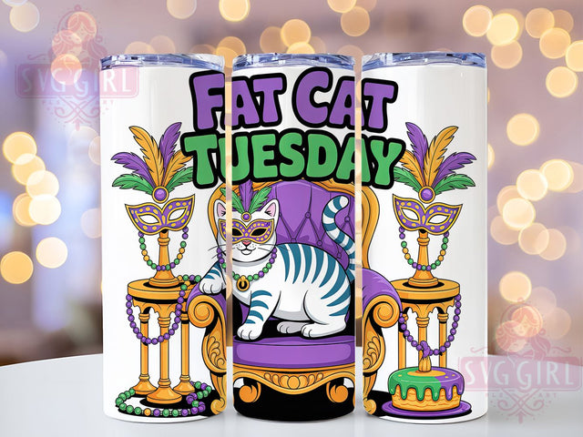 Fat Cat Tuesday Mardi Gras Tumbler, Mardi Gras Cat Wrap, Carnival Celebration Cup, 20oz Sublimation Wrap, Festive Cat Design Tumbler, New Orleans Mardi Gras Cup, Colorful Cat Theme Wrap Sublimation SvggirlplusArt 