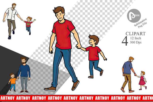 Father and Child Clipart Sublimation artnoy 