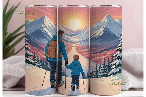 Father and Son Mountain Adventure PNG Sublimation PixelChick 