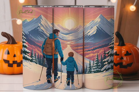 Father and Son Mountain Adventure PNG Sublimation PixelChick 