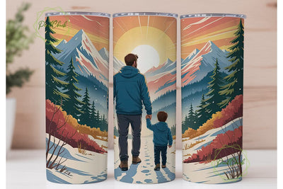 Father and Son Mountain Adventure PNG Sublimation PixelChick 
