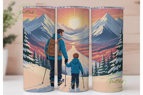 Father and Son Mountain Adventure PNG Sublimation PixelChick 