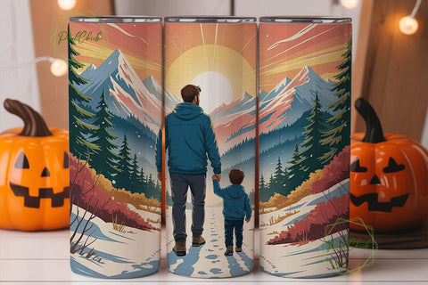 Father and Son Mountain Adventure PNG Sublimation PixelChick 