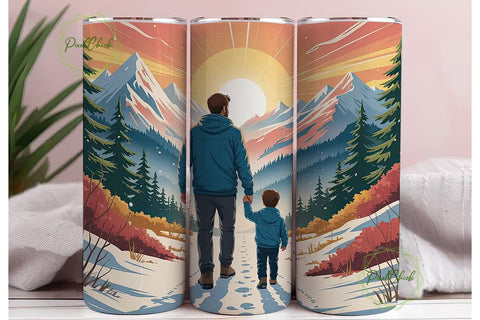 Father and Son Mountain Adventure PNG Sublimation PixelChick 