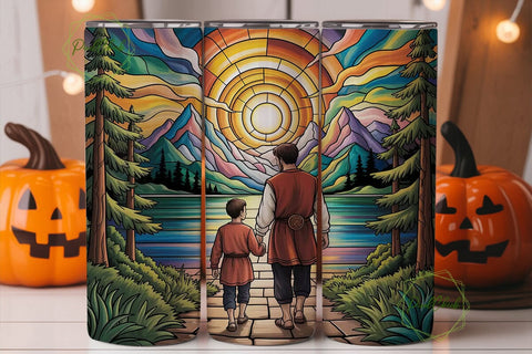 Father and Son Stained Glass Tumbler Sublimation PixelChick 