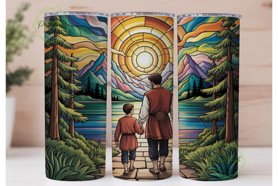 Father and Son Stained Glass Tumbler Sublimation PixelChick 