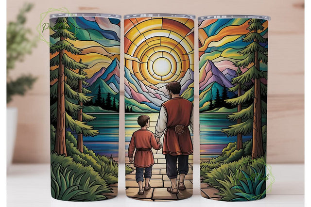 Father and Son Stained Glass Tumbler Sublimation PixelChick 