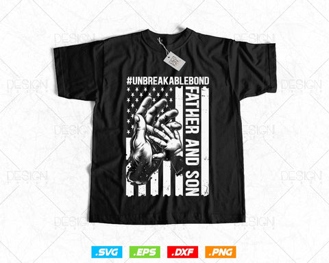 Father and Son Unbreakable Bond Fathers Day Svg, 4th of July USA American Flag Patriotic Vintage Png T shirt Design Gifts, Instant Download SVG DesignDestine 