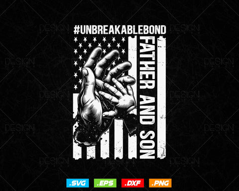 Father and Son Unbreakable Bond Fathers Day Svg, 4th of July USA American Flag Patriotic Vintage Png T shirt Design Gifts, Instant Download SVG DesignDestine 