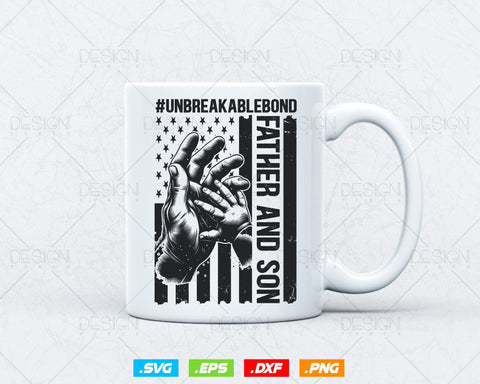 Father and Son Unbreakable Bond Fathers Day Svg, 4th of July USA American Flag Patriotic Vintage Png T shirt Design Gifts, Instant Download SVG DesignDestine 