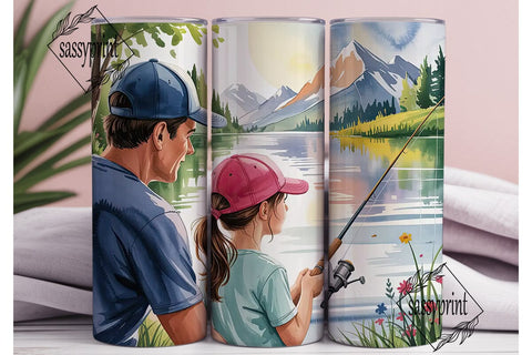 Father Daughter Fishing Tumbler Wrap Sublimation sassyprint 
