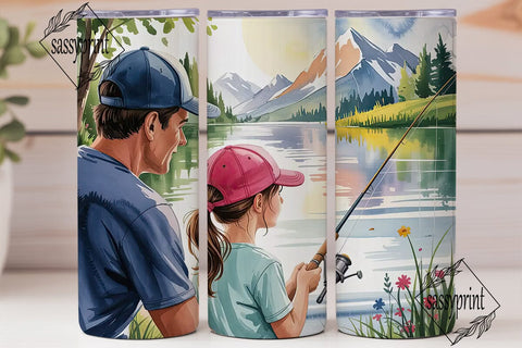 Father Daughter Fishing Tumbler Wrap Sublimation sassyprint 