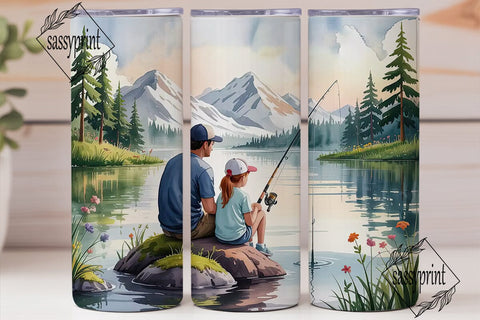 Father Daughter Fishing Tumbler Wrap Sublimation sassyprint 