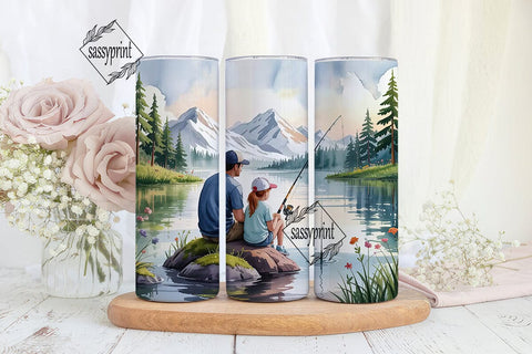 Father Daughter Fishing Tumbler Wrap Sublimation sassyprint 