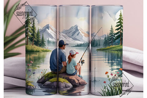 Father Daughter Fishing Tumbler Wrap Sublimation sassyprint 