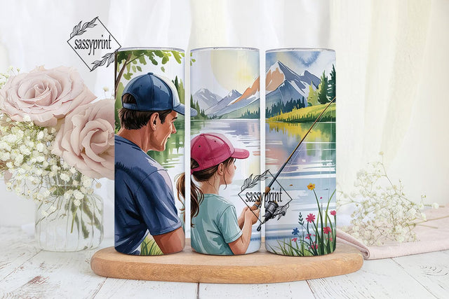Father Daughter Fishing Tumbler Wrap Sublimation sassyprint 