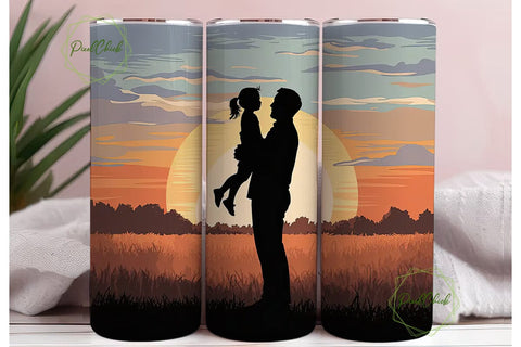 Father Daughter Sunset 20oz Tumbler Wrap Sublimation PixelChick 