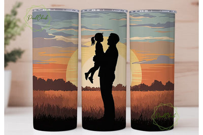 Father Daughter Sunset 20oz Tumbler Wrap Sublimation PixelChick 