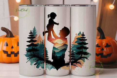 Father Daughter Sunset 20oz Tumbler Wrap Sublimation PixelChick 