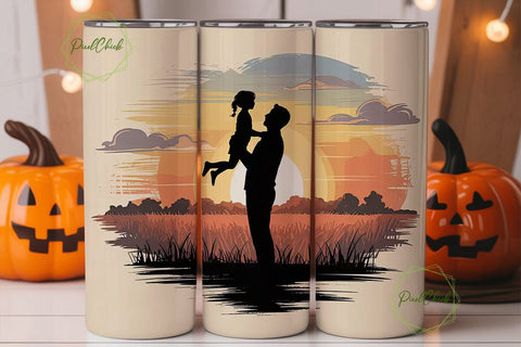 Father Daughter Sunset 20oz Tumbler Wrap Sublimation PixelChick 