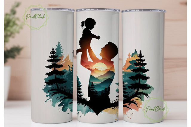 Father Daughter Sunset 20oz Tumbler Wrap Sublimation PixelChick 