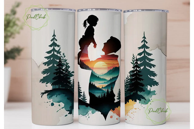 Father Daughter Sunset 20oz Tumbler Wrap Sublimation PixelChick 