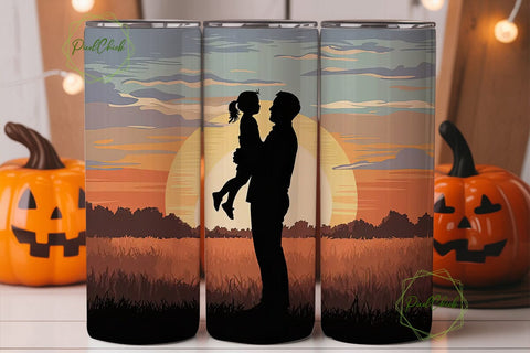 Father Daughter Sunset 20oz Tumbler Wrap Sublimation PixelChick 