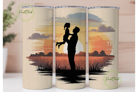 Father Daughter Sunset 20oz Tumbler Wrap Sublimation PixelChick 