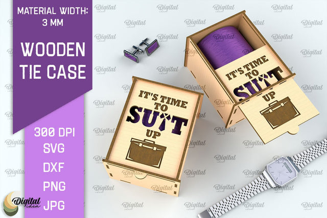 Father Gift Laser Cut. Wooden Tie Case SVG. Tie Box Lasercut SVG Evgenyia Guschina 