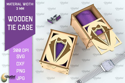 Father Gift Laser Cut. Wooden Tie Case SVG. Tie Box Lasercut SVG Evgenyia Guschina 