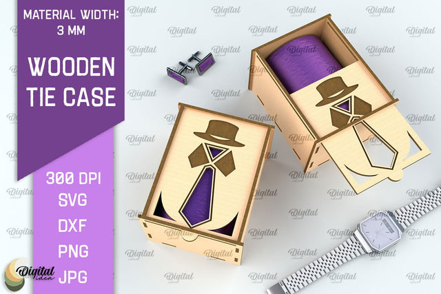 Father Gift Laser Cut. Wooden Tie Case SVG. Tie Box Lasercut SVG Evgenyia Guschina 