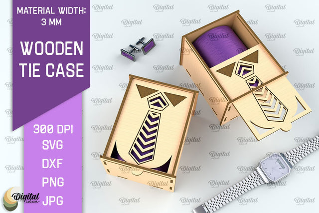 Father Gift Laser Cut. Wooden Tie Case SVG. Tie Box Lasercut SVG Evgenyia Guschina 