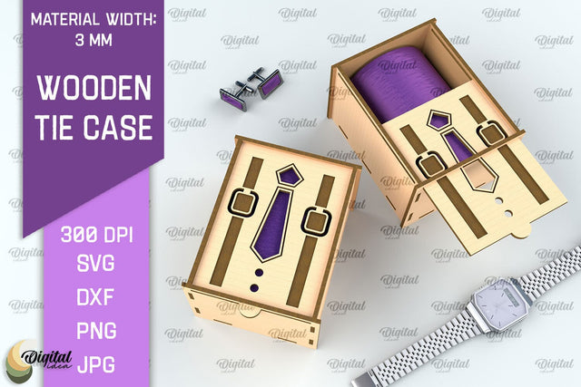 Father Gift Laser Cut. Wooden Tie Case SVG. Tie Box Lasercut SVG Evgenyia Guschina 