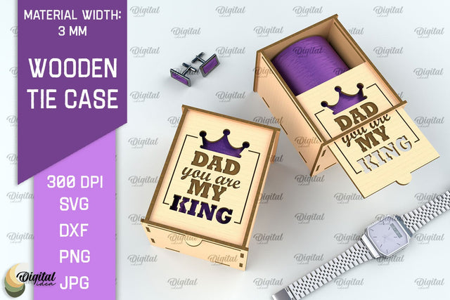 Father Gift Laser Cut. Wooden Tie Case SVG. Tie Box Lasercut SVG Evgenyia Guschina 