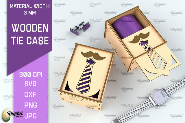 Father Gift Laser Cut. Wooden Tie Case SVG. Tie Box Lasercut SVG Evgenyia Guschina 