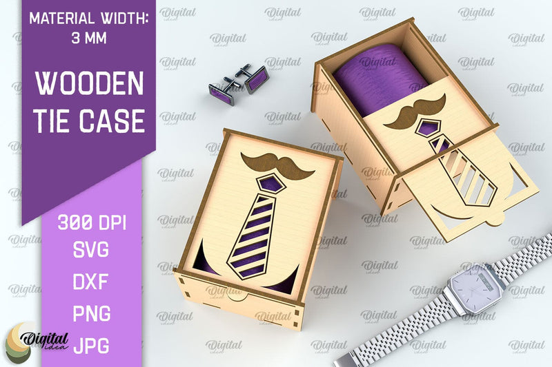 Father Gift Laser Cut. Wooden Tie Case SVG. Tie Box Lasercut SVG Evgenyia Guschina 