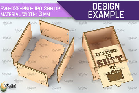 Father Gift Laser Cut. Wooden Tie Case SVG. Tie Box Lasercut SVG Evgenyia Guschina 